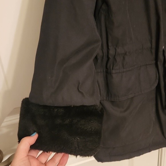 Compagnie Int'l Express Vintage Faux Fur Reversible Black Coat Size M 1990s - Picture 3 of 13
